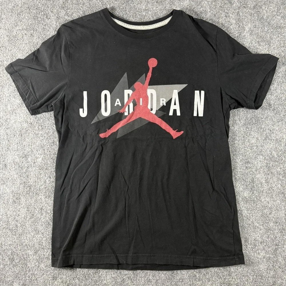 Jordan Shirt Mens XL Black Jumpman Logo JORDAN Back Graphic Tee Basketball